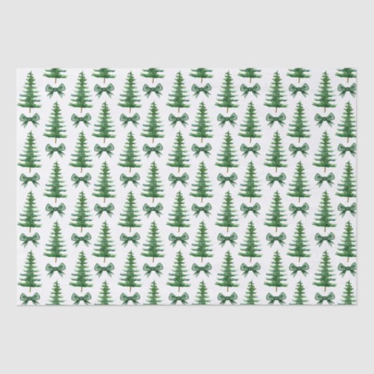 Pine Tree Green Bow Kerstcadeau tissuepapier (Voorkant)