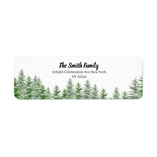 Pine Tree Green Bruiloft Retouradres Label (Voorkant)
