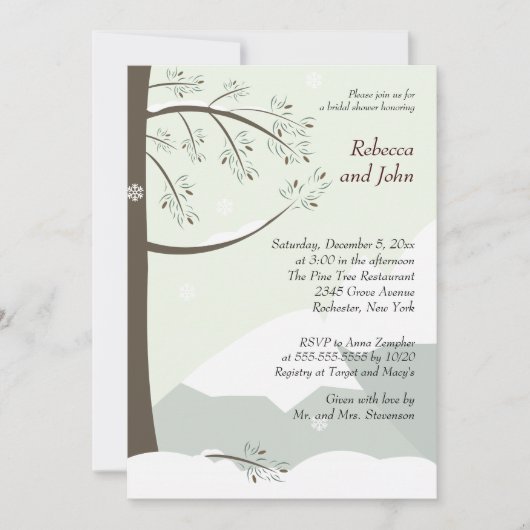 Pine Tree Hiver 5x7 nuptiale douche Invitation (Devant)