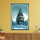 Pine Tree House in Winter | Kerstboom Canvas Afdruk (Insitu (Woonkamer))