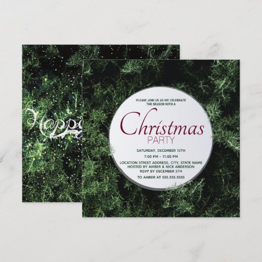 Pine Tree-kerstfeest Kaart (Voorkant / Achterkant)