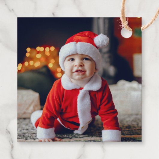 Pine Tree-kerstfoto Bedankjes Labels (Achterkant)