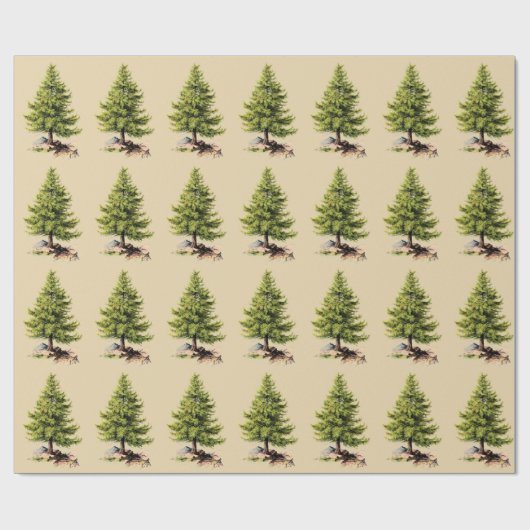  Pine Tree Kerstmis (Med.) Afbeelding) Cadeaupapier (Vlak)