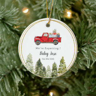 PINE TREE-kersttruck We verwachten ouders Keramisch Ornament
