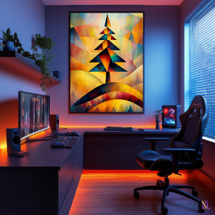 Pine Tree - Kubistisch Minimalistisch Meesterwerk Poster