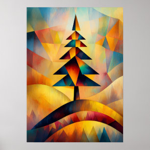 Pine Tree - Kubistisch Minimalistisch Meesterwerk Poster