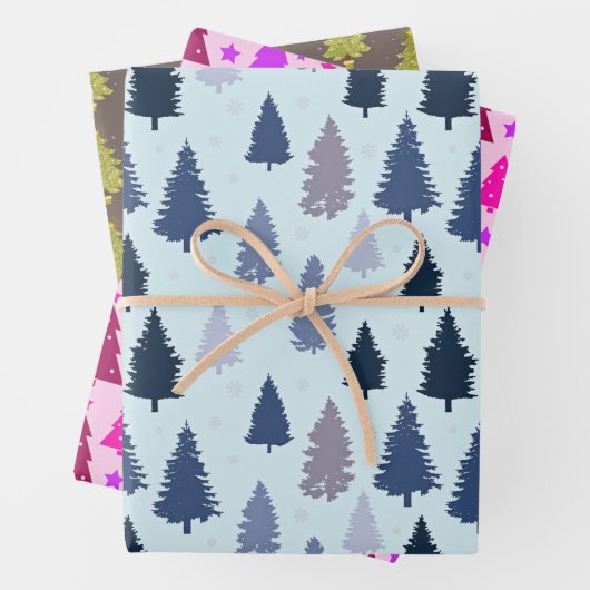 Pine Tree Land Winter Kerstmis Inpakpapier Vel (In situ)