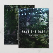 Pine Tree & Lights Winter Huwelijk Save the Date Aankondigingskaart (Voorkant / Achterkant)