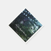 Pine Tree & Lights Winter Night Forest Bruiloft Servet (Hoek)