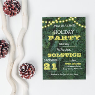 Pine Tree Lights Yellow Holiday Invitation