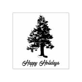 Pine Tree met Sneeuwscript Happy Holiday Christmas Rubberstempel (Afrduk)