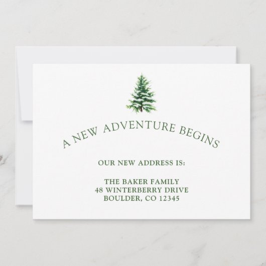 Pine Tree minimalistisch nieuw avontuur verhuizen Aankondiging (Voorkant)