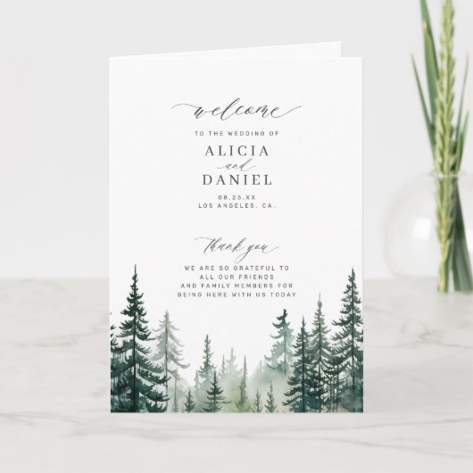Pine Tree Mountain Forest huwelijksceremonie progr Programma (Voorkant)