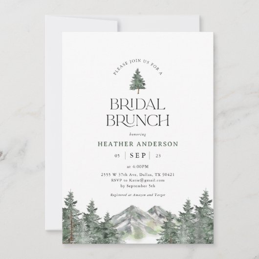 Pine Tree Mountain Forêt Bridal Brunch Invitation (Devant)