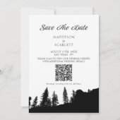 Pine Tree Mountain QR Code Huwelijk Save The Date Kaart (Voorkant)