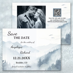 Pine Tree Mountain Winter QR Save the Date Kaart