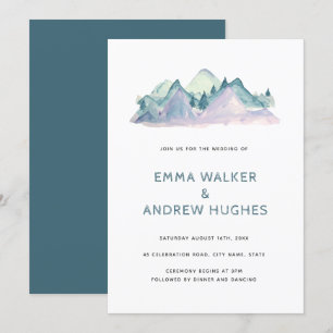 Pine Tree Mountains Natuur Woodland Green Wedding Kaart