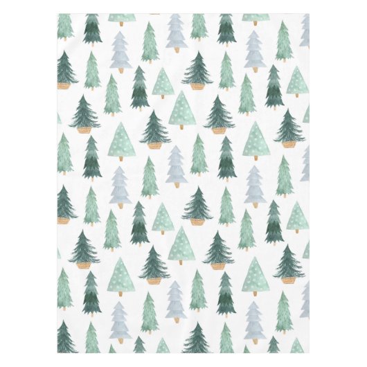 Pine Tree Noël Aquarelle verte Nappes (Devant)