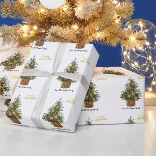 Pine Tree,Orange Prettig kerstfeest Cadeaupapier