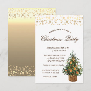 Pine Tree Oranje, Gold Stippen kerstparty Kaart