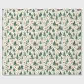 Pine Tree Pattern: Snowy Houses & Village Cadeaupapier (Vlak)