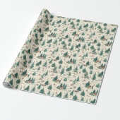 Pine Tree Pattern: Snowy Houses & Village Cadeaupapier (Uitgerold)