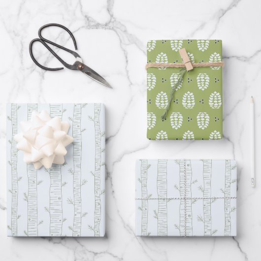 Pine Tree & Pine Cone Cadeaupapier Set (Voorkant)