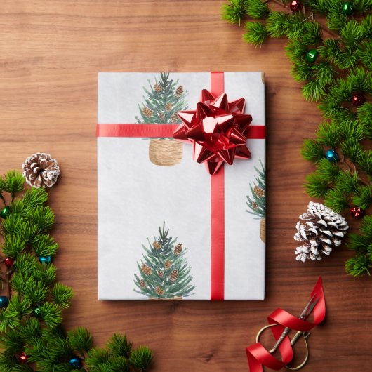 Pine Tree, Pine Cones Holiday Cadeaupapier (Feestdagen Geschenken)