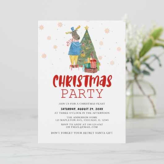 Pine Tree Reindekerst Kaart (Staand voorkant)