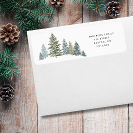 Pine Tree Rustic Christmas Retouradres Etiket