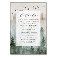 Pine Tree Rustic Waterverf Wedding Enclosure Kaart