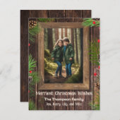 Pine Tree rustieke hout aangepaste foto Feestdagenkaart (Voorkant / Achterkant)