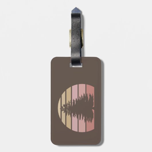 Pine Tree Silhouette Bagagelabel (Achterkant verticaal)