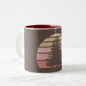 Pine Tree Silhouette Tweekleurige Koffiemok (Voorkant links)
