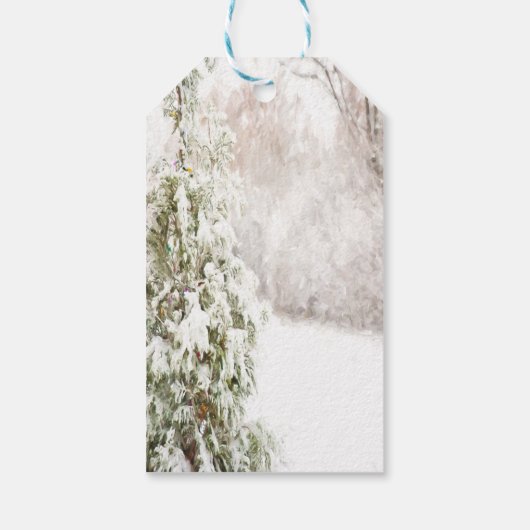 Pine Tree Sneeuwfeestdag Cadeaulabel (Achterkant)