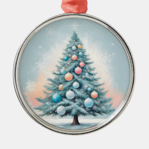 Pine Tree Snowflakes Ornements de corail orange