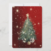 Pine Tree Stars Bow Christmas Party Kaart (Achterkant)