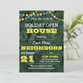 Pine Tree String Lights Yellow Holiday Uitnodiging (Staand voorkant)