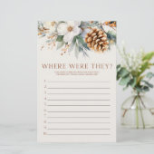 Pine tree, waar waren ze? Vrijgezellenfeest spel Briefpapier (Staand voorkant)