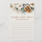 Pine tree, waar waren ze? Vrijgezellenfeest spel Briefpapier (Voorkant / Achterkant)