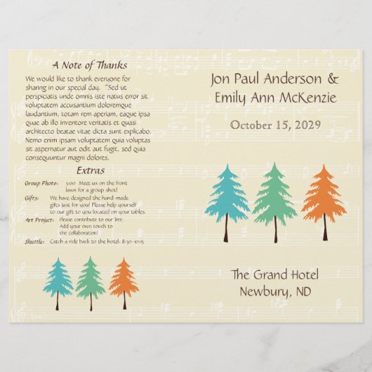 Pine Tree Wedding-programma (Voorkant)