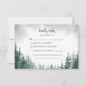 Pine Tree Wedding RSVP Reply Enclosure Kaart (Voorkant)