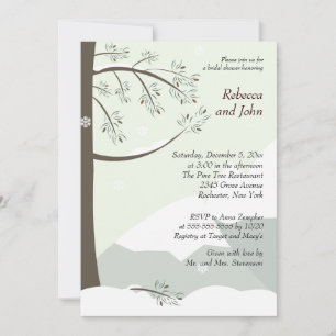 Pine Tree Winter 5x7 Bridal Shower Invitation Kaart