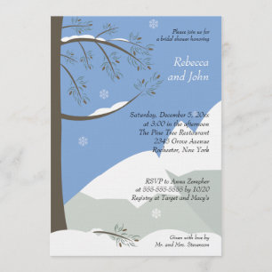Pine Tree Winter 5x7 Bridal Shower Invitation Kaart