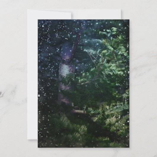 Pine Tree Winter Night Forêt Mariage Invitations (Dos)
