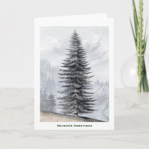 Pine Tree Winter Snow Kerstbergen Land Feestdagen Kaart