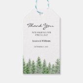 Pine Tree Woodland Wedding Favor Dank je Cadeaulabel (Voorkant)