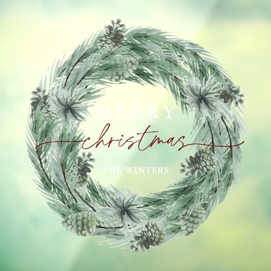 Pine Tree Wreath Merry Kerstmis Raamsticker (Vel 3)