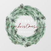 Pine Tree Wreath Merry Kerstmis Raamsticker (Vel)
