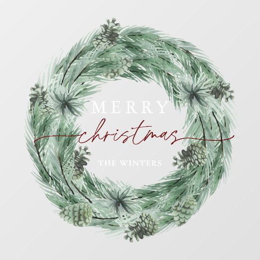 Pine Tree Wreath Merry Kerstmis Raamsticker (Vel)